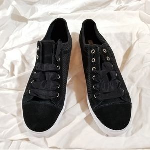 Isaac Mizrahi Lizard Multi Suede Sneakers with Mesh Detail, Black - 9.5M